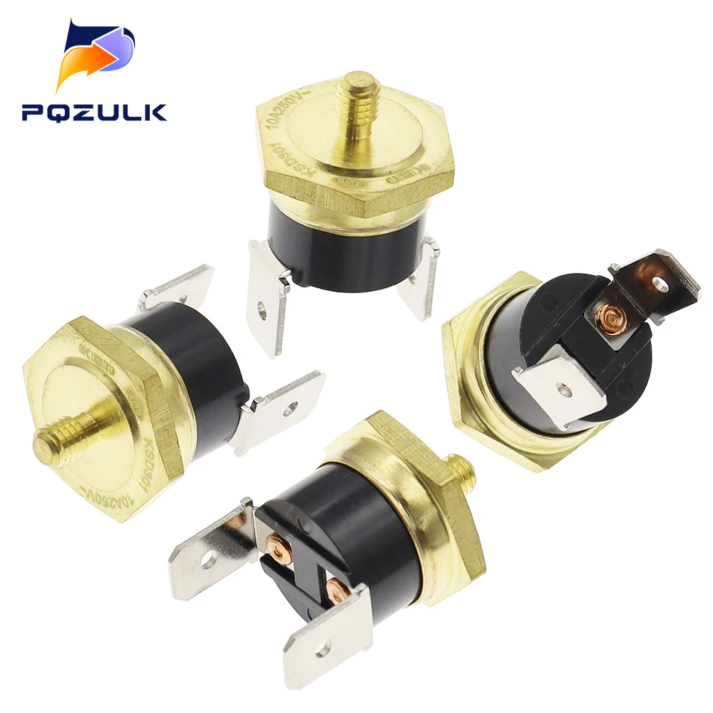 100PCS M4 10A250V Normally closed KSD301 40-150 degree Bakelite Temperature Switch Thermostat Sensor Thread-in Brass Probe