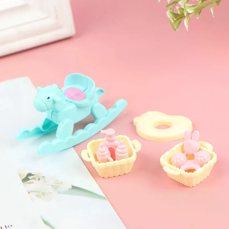 For Dolls House Baby Room Toddler Cradle Milk bottle Pretend Toy 9pcs/set 1/6