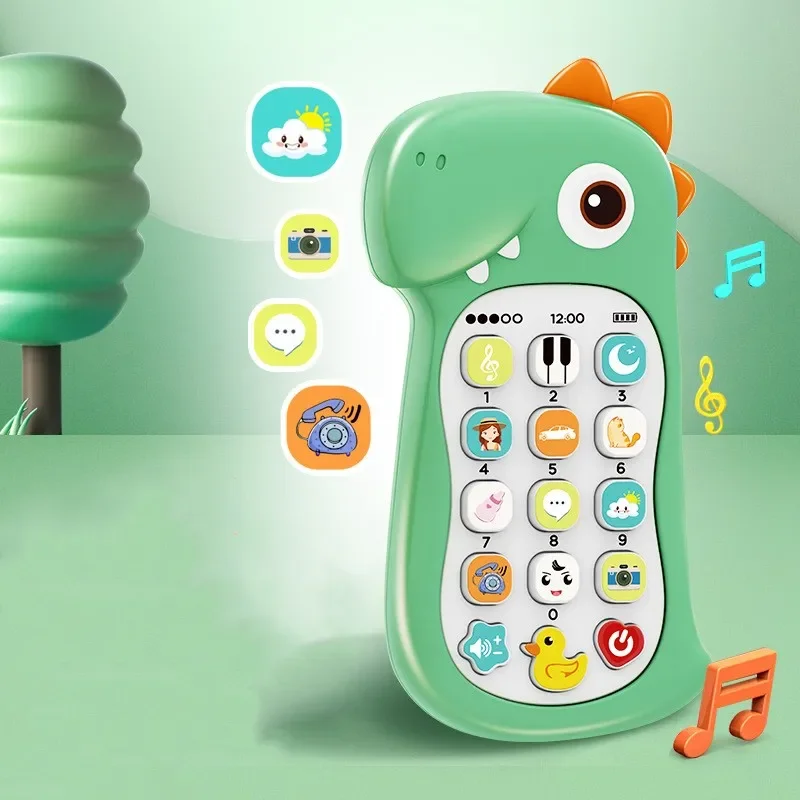 Cartoon Dinosaur Baby Phone Toys Telephone Music Toy Sound Machine for Kids Infant Early Educational Mobile Phone Toys Gift