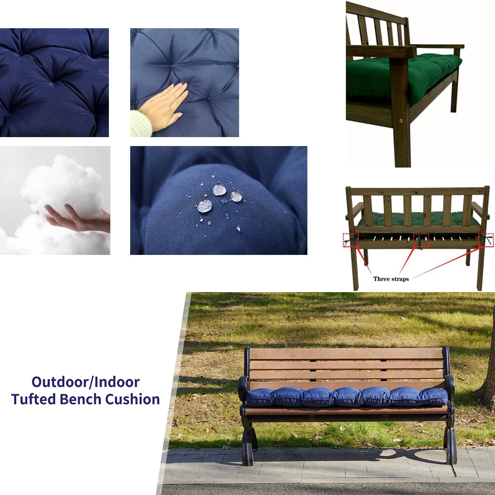 Outdoor Waterproof Bench Cushion Non-Slip Swing Cushion Bench Seat Cushion Rocking Chair Pads Garden Bench Patio Porch Furniture