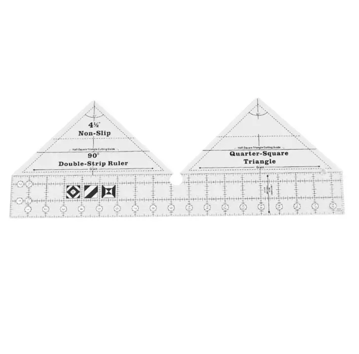 1PC DIYS Quilting Patchwork Scrapbook Ruler 90 Degree Double Strip Non-slip Quilting Ruler Tailor Sewing Acrylic Tools