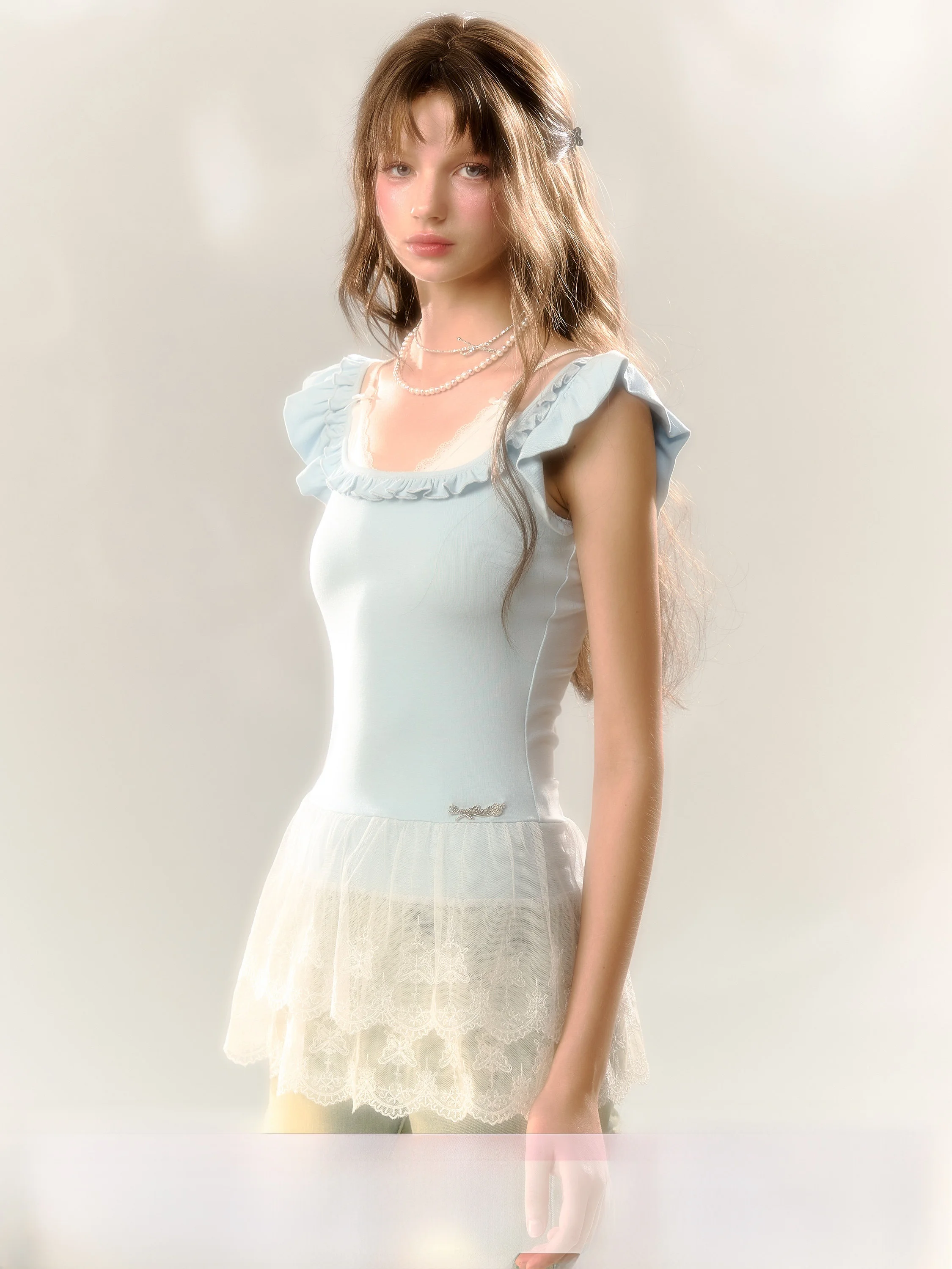 

Летняя новинка SunsetPark: футболка с кружевной отделкой и коротким рукавом для девочек, повседневная, из хлопка, с круглым вырезом, средней длины, топ-пуловер.