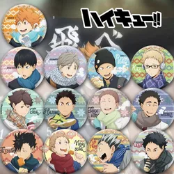 Emblema Redondo dos Desenhos Animados Kawaii para Bolsa, Coleção Decoração Pingente, Shoyo Hinata, Tobio, Anime Kageyama, Broche Haikyuu, 58mm, Mercadorias