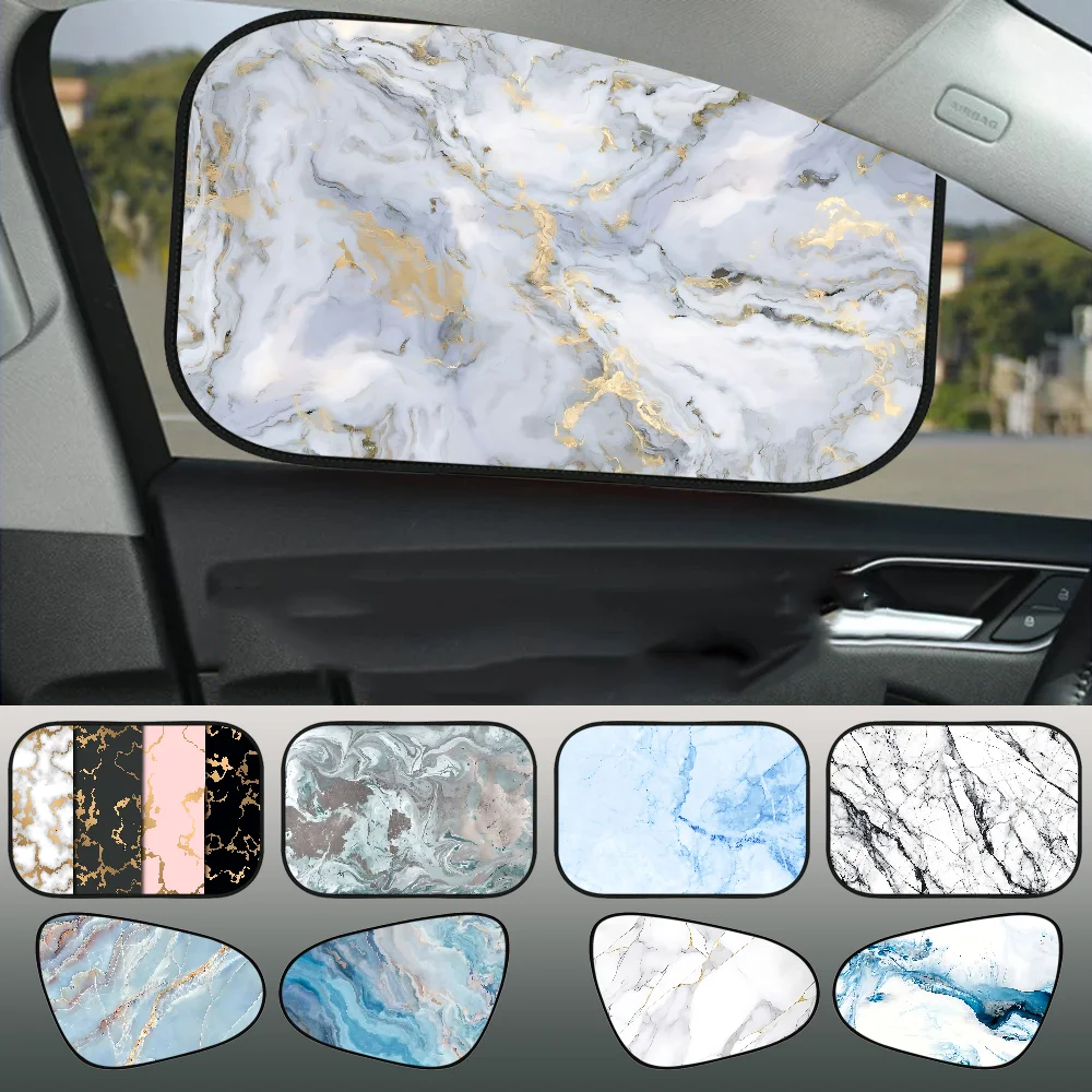 

Simple Marble Pattern Sun Shade Cover For Car Side Window Electrostatic Curtains Sun Protection For Baby 99.9% UV Blocker