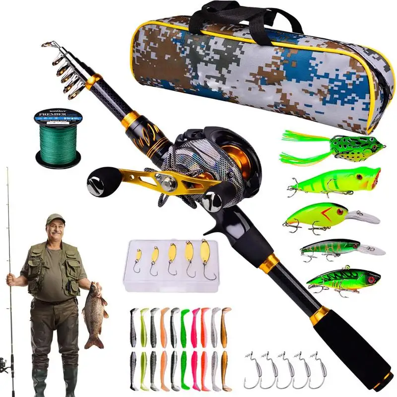 

Travel Fishing Rod And Reel Combo Telescoping Fishing Rod And Reel Set Fishing Tool For Freshwater And Saltwater For Beginner