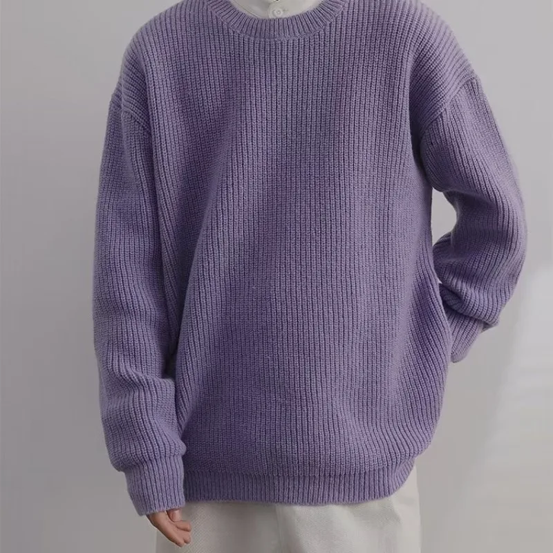 

Мужской вязаный свитер большого размера в круглую полоску Thiened, осенне-зимняя модная верхняя одежда, повседневная одежда из полиэфирного волокна