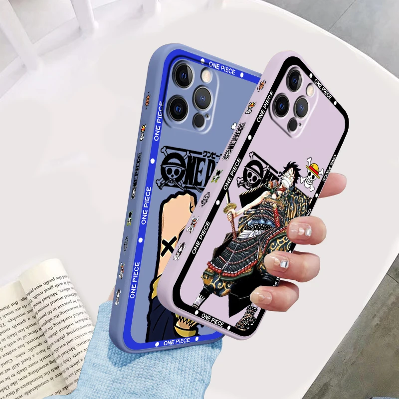 One P-Piece D. L-Luffy Art Liquid Left Rope For Apple iPhone 15 14 13 12 11 XS XR X 8 7 SE Pro Max Plus Mini TPU Phone Case