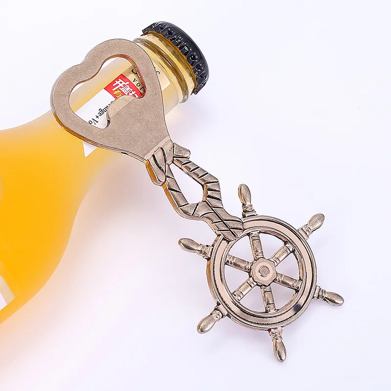 Antique Steering Wheel Anchor Beer Bottle Opener Nautical Theme Gifts for Wedding Baby Shower Decorations Party Favors for Guest