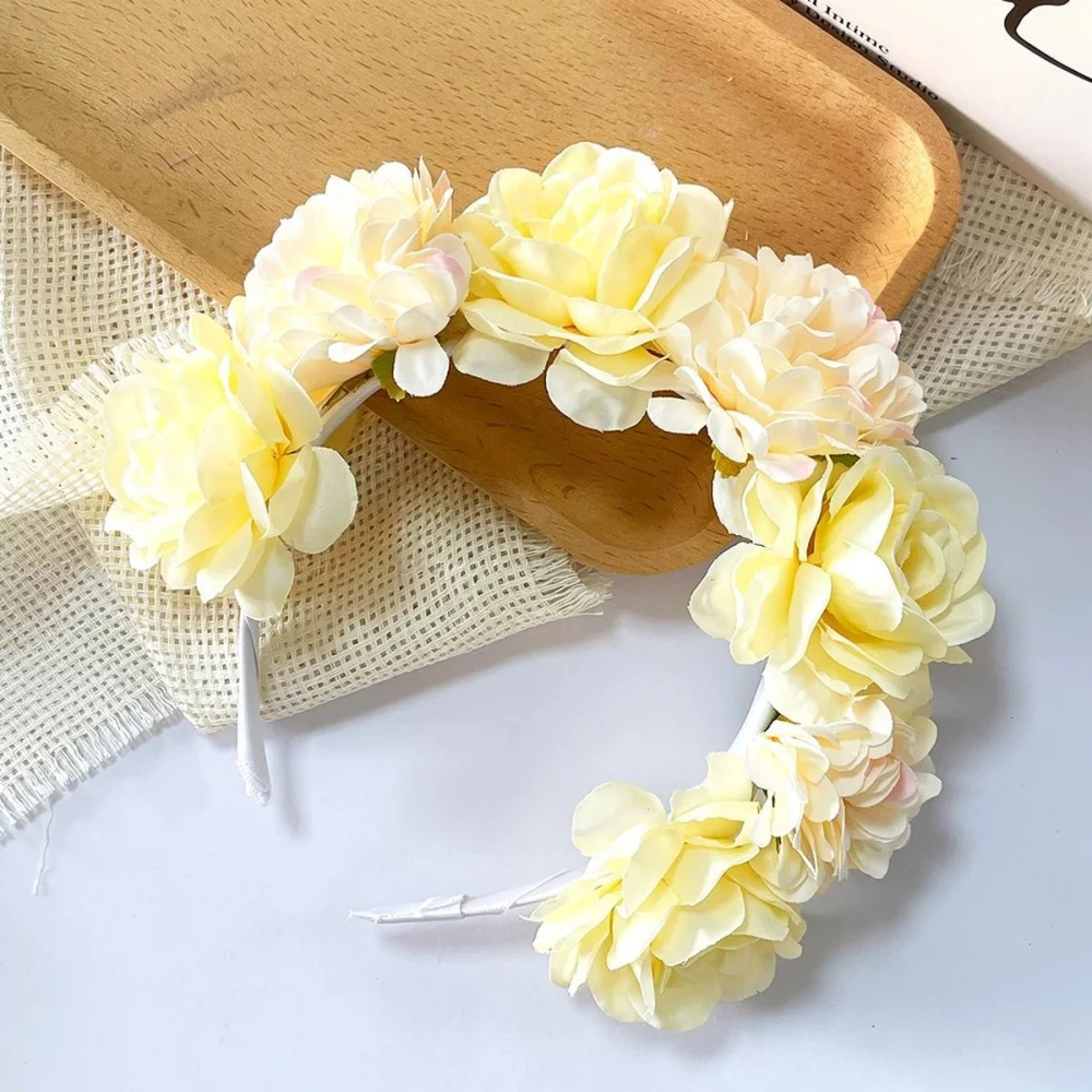 Modisches Rosenblüten-Stirnband für Damen, Braut-Blumenkranz, Bohemian Haaraccessoire, Hochzeits- und Festival-Kopfschmuck, Party-Deko – Detail 15