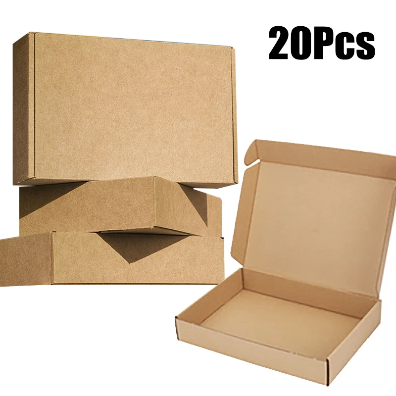 20Pcs Extra Hard Brown Carton Packaging Wedding Party Small Gift Chocolate Candy Event Kraft Packaging Box 15x15x5cm