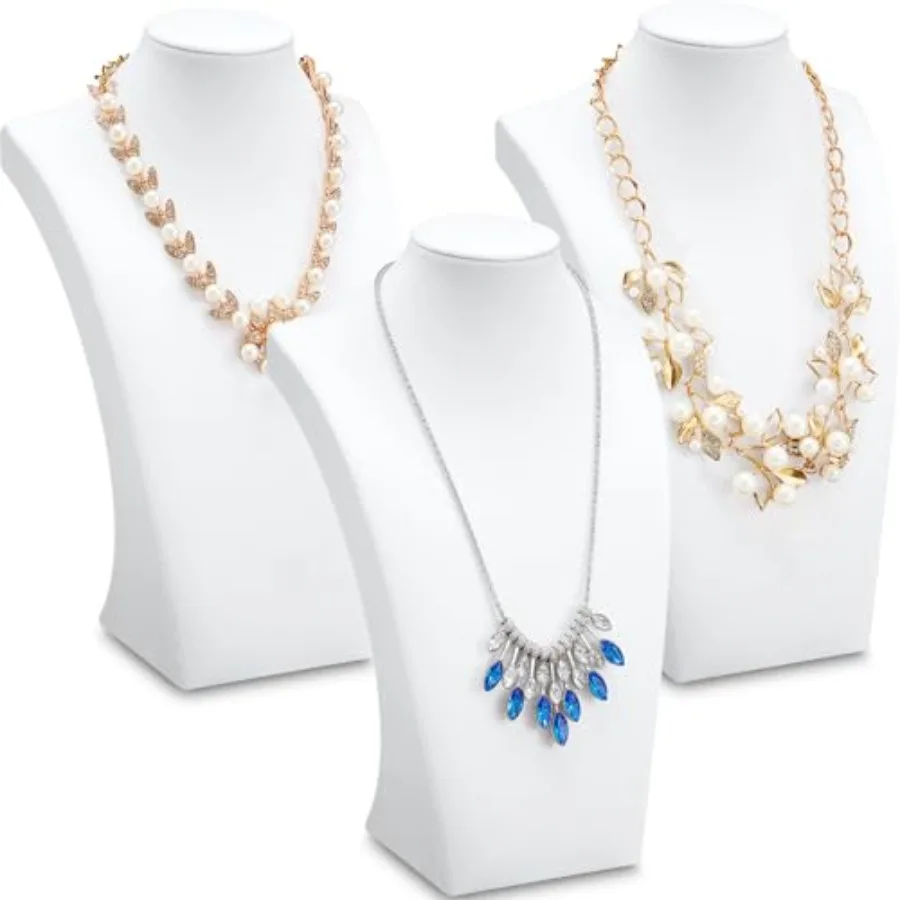 

3 шт. бархатные ювелирные изделия, бюст, ожерелье, подставка для ожерелья, держатель для манекена, подставки для продажи, реквизит, белый цвет