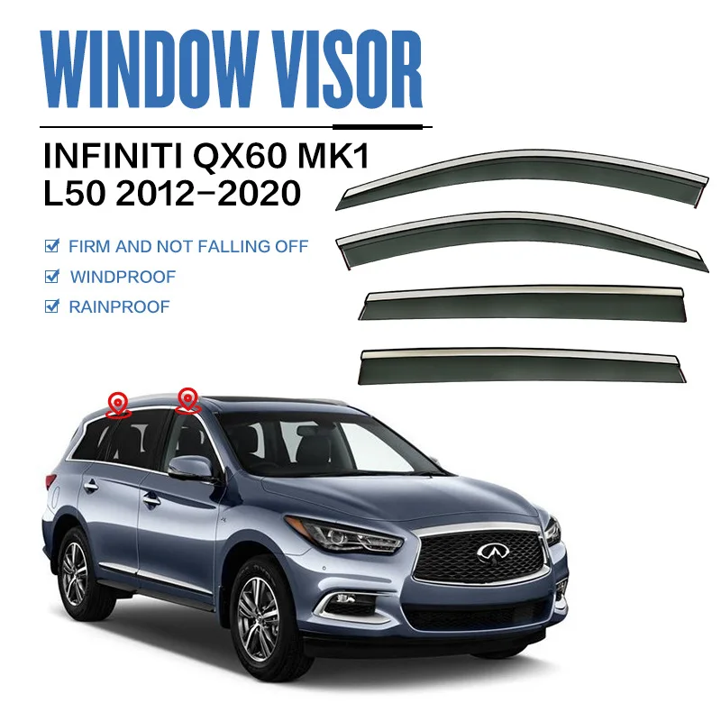 For INFINITI QX60 L50 Window visor Weather Shield Side Window Deflector Car windshield weather shield Car accessories