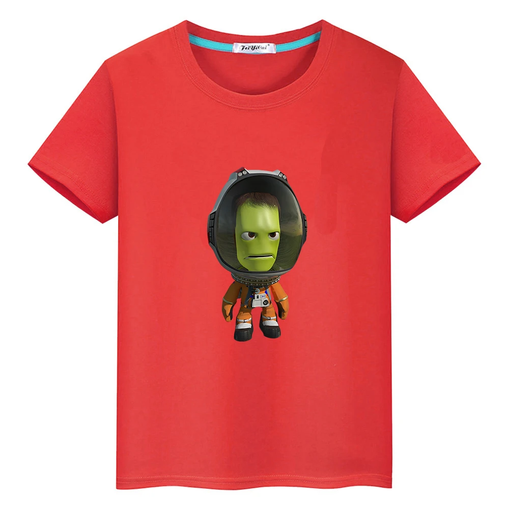 Kerball-camisetas con estampado de juego de programa espacial para niños y niñas, camisetas informales de alta calidad de algodón 100%, camisa informal de manga corta para niños