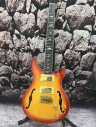 Factory customization electric guitar hollow body maple top yellow