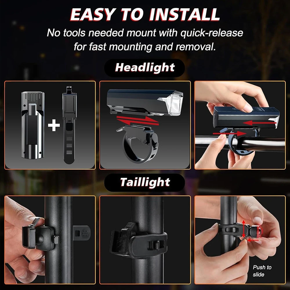 ترقية مجموعة إضاءة الدراجة مصباح LED قوي للدراجة الأمامي USB قابل لإعادة الشحن مع الضوء الخلفي 5 أوضاع للدراجات الطريق MTB