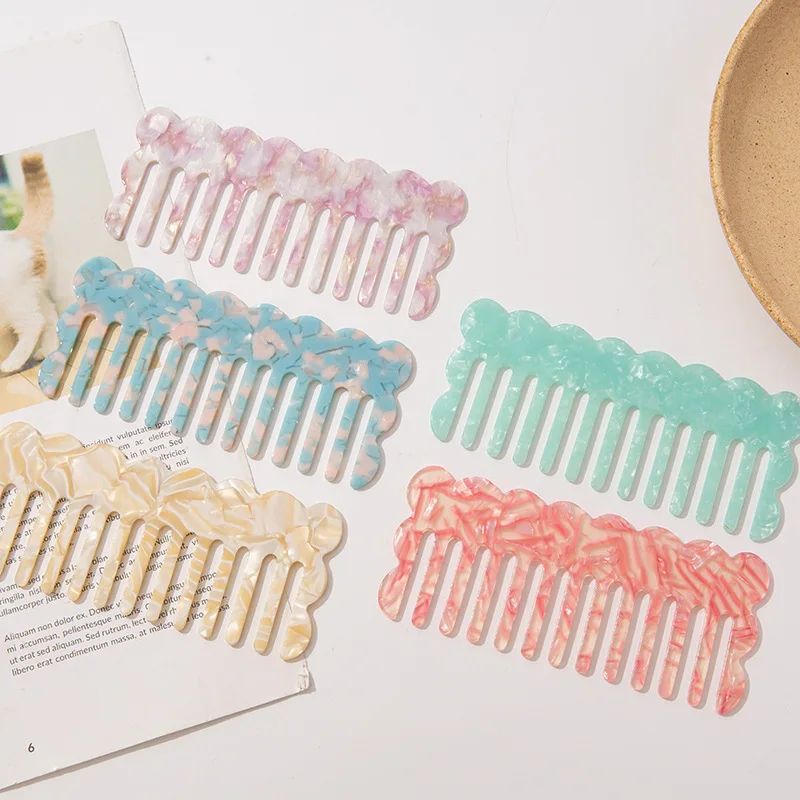 Acetate Wide Teeth Combs Head Massage Hair Brush Colorful Anti-static Hairdressing Hairbrush Salon Styling Traveling Accessories