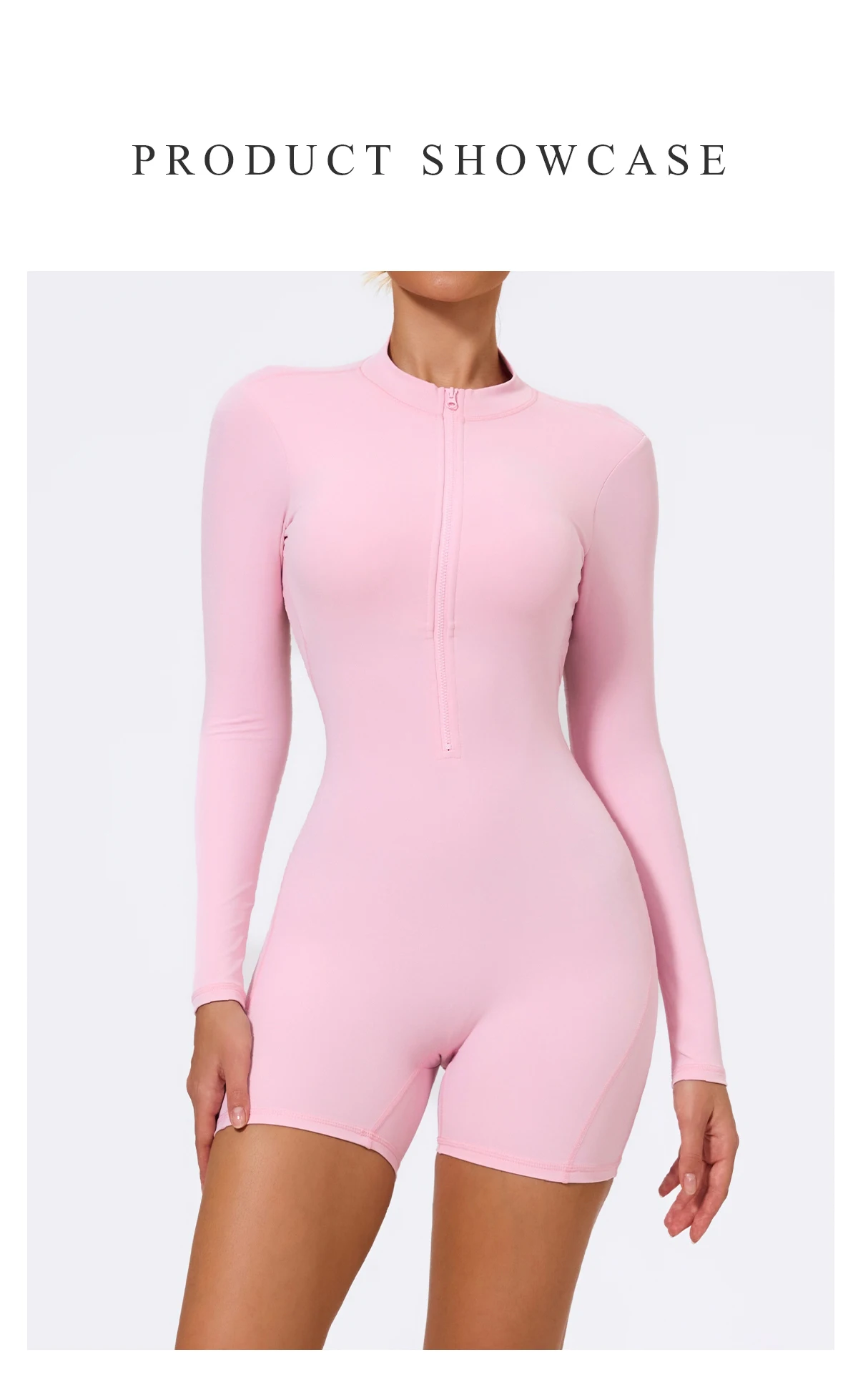 Ctenkevet Sommer Halb-Reißverschluss Frauen Gym Overall Weibliche Im Freien Atmungsaktive V Zurück Active Gesäß Lift Sport Outfit Für Frau – Detail 1