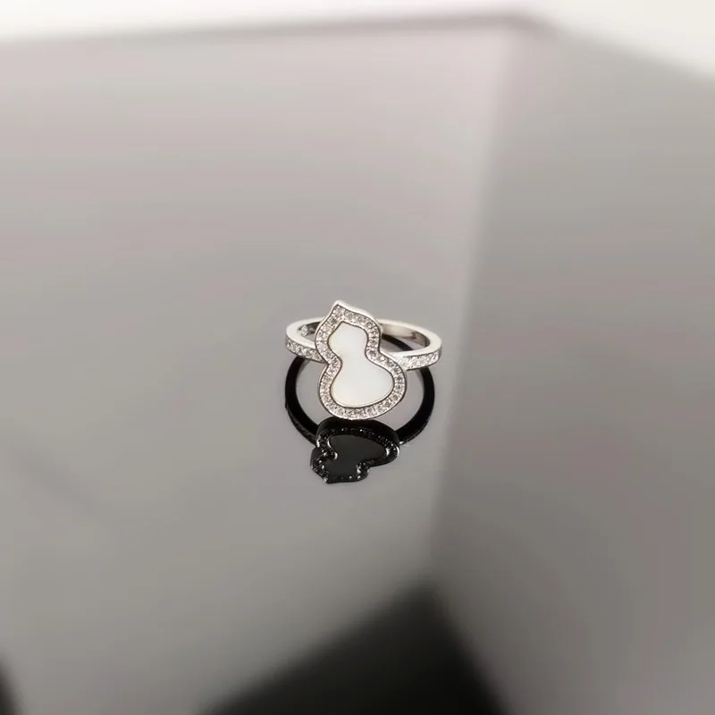 High edition Gourd Couple Ring 925 Sterling silver natural chalchalide Black agate ring Brand jewelry gift