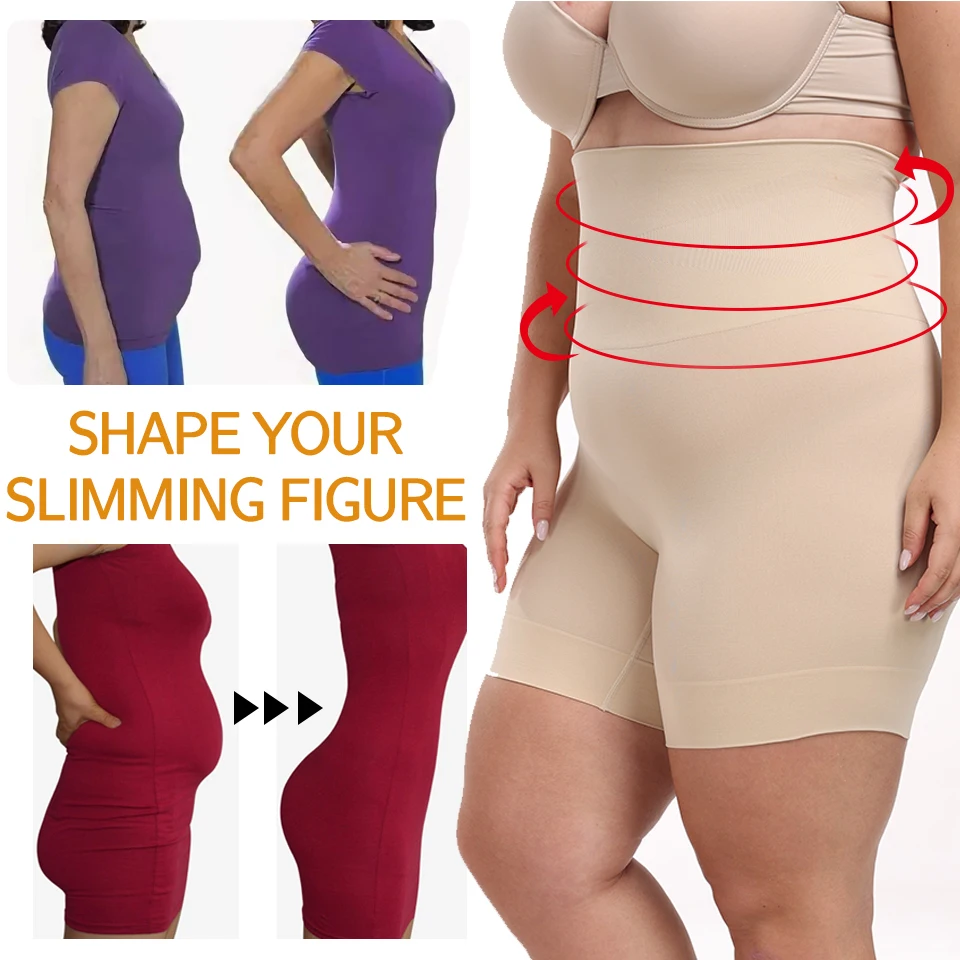 Plus Size Womens Shapewear High Waisted Body Shaper Tummy Control Panties Obesity Slimming Shapers Waist Trainer Shaping Shorts