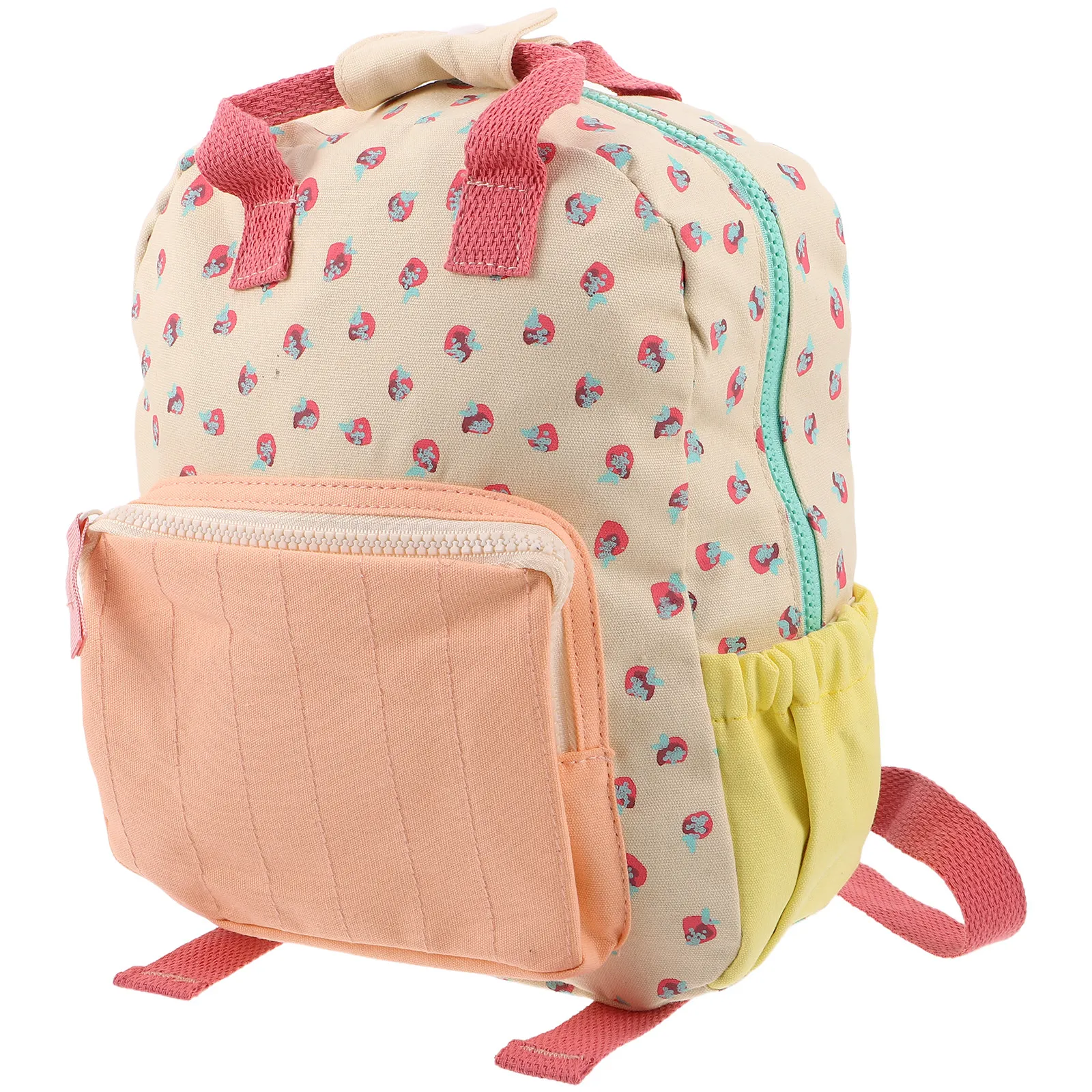

Children'S Backpack Pink Strawberry Print Preschool Travel Bag Lightweight Adjustable Strap Fruit Themed School Backpack