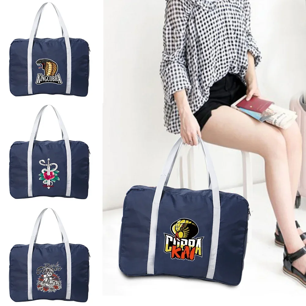 2023 Women Tote Travel Bags Clothes Organizers Foldable Large Duffle Bag Cobra Print Men Handbags Holiday Accessories Traveling