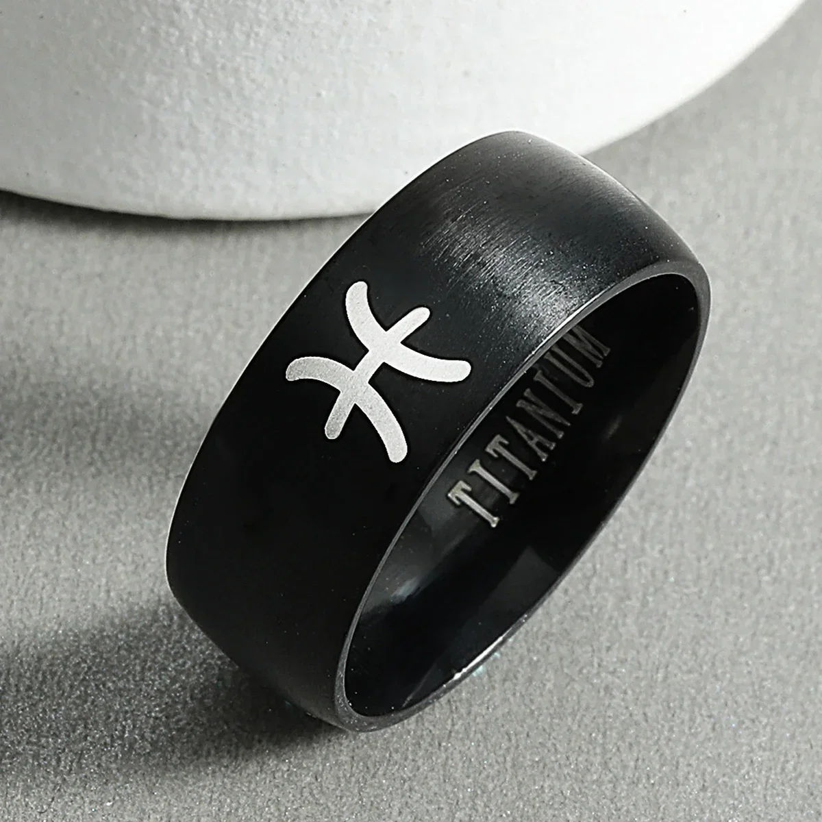 12 Zodiac Ring Pisces Leo Taurus Gemini Cancer Virgo Libra Scorpius Sagittarius Capricornus Attack on Titan Black Rings Jewelry