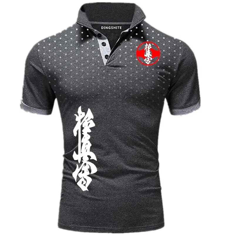 Summer luxury 30% cotton men\'s POLO shirt kyokushin Japanese Taekwondo POLO shirt High-Quality 3D gradient Loose Tees