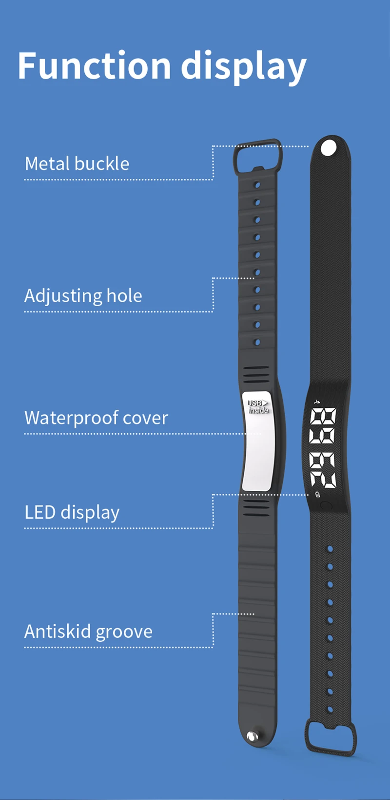 LED กีฬานาฬิกาสร้อยข้อมือสมาร์ทอุณหภูมิร่างกายเครื่องวัดอุณหภูมิการสั่นสะเทือนเตือนสายรัดข้อมือนักเรียน Smartband