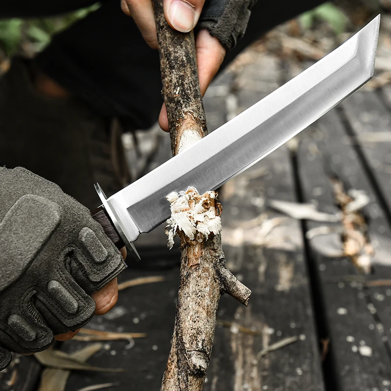 Outdoor Stainless Steel Straight Knife High Hardness Household Fruit Knife Outdoor Portable Straight Knife Camping Knife