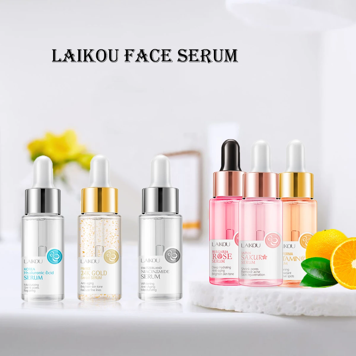 

17ml Serum Nicotinamide Essence Anti-Aging Hyaluronic Acid Pure 24K Gold Whitening Vitamin C Skin Care Face Serum