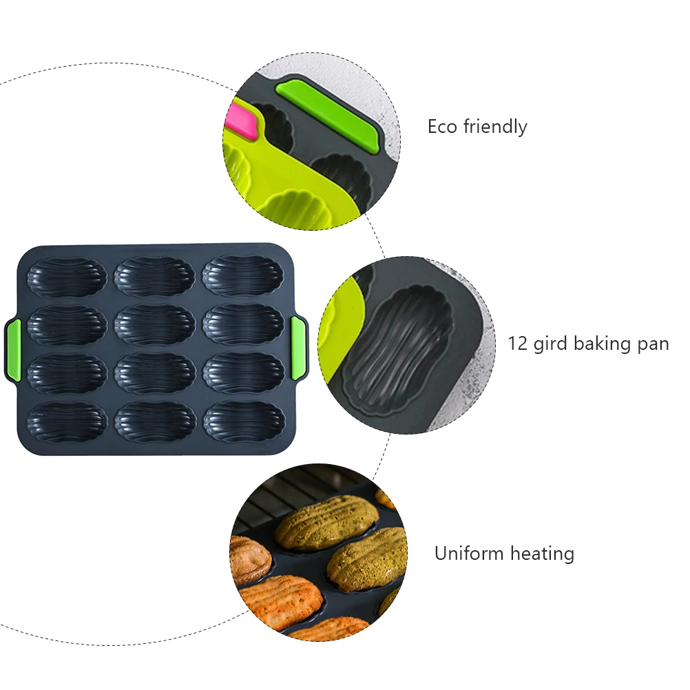 

Silicone Cake 12 Grids Deep Gray Non-Stick Cake Tray Non-stick Bread Pan Baking Tray Adjustable Plate Kitchen Tool Oven Safe