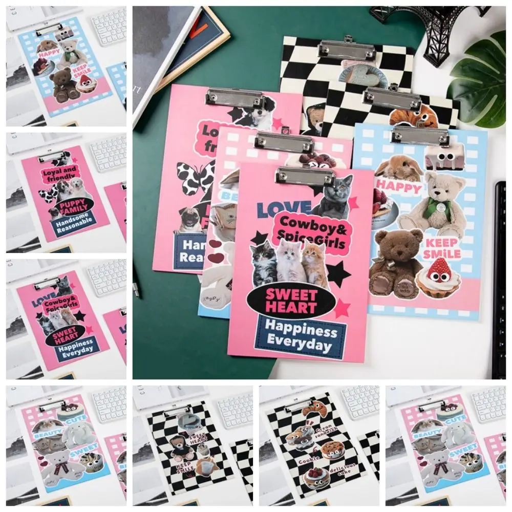 Paper Holder Ins Style A4 Folder Board Simple Thicken Test Paper Clip Board Standard Size Bunny Checkerboard Clipboard Memo Pad