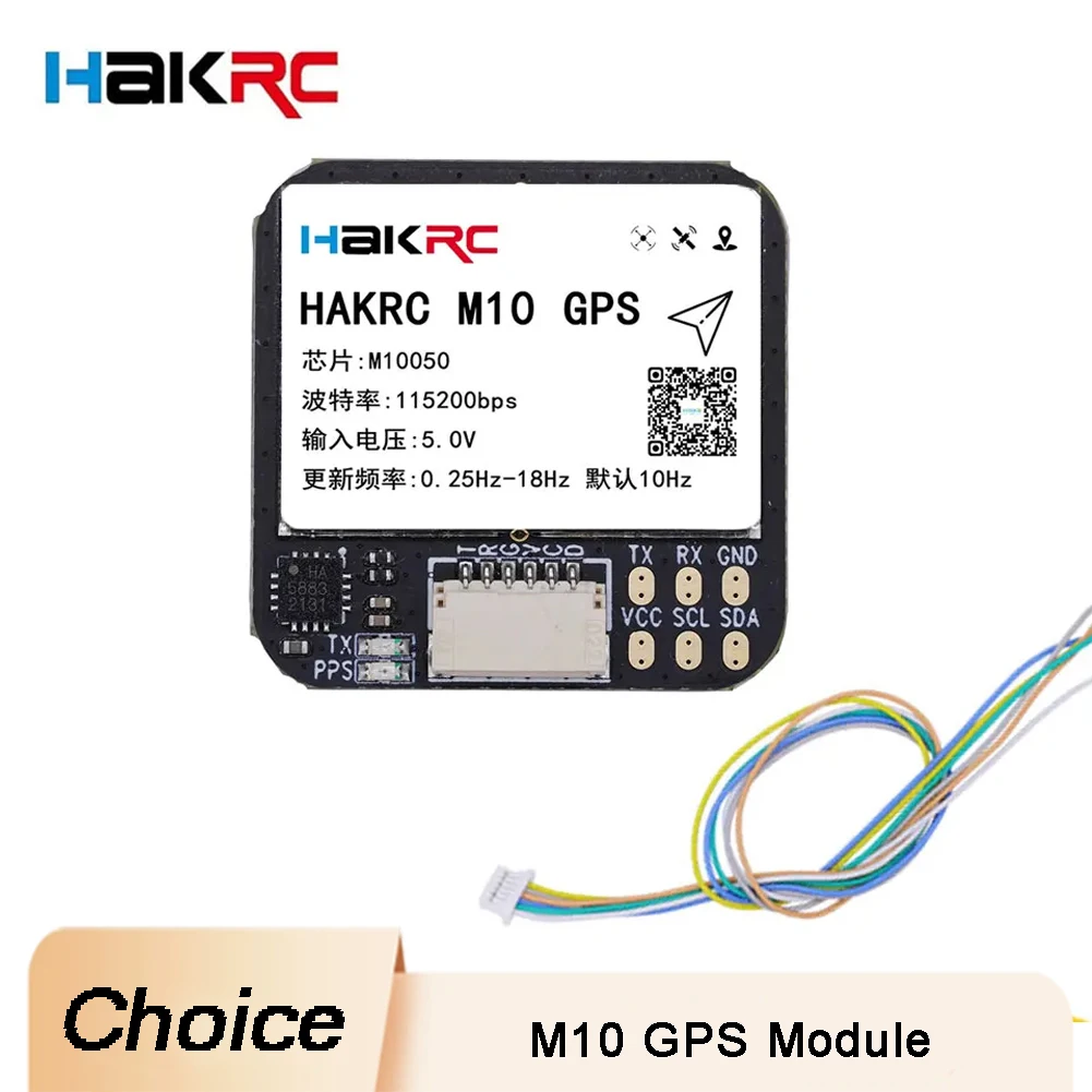 

HAKRC M10 GPS Module with QMC5883 Compass Dual Protocol 5V Input 25x25mm for RC FPV Long Range Airplane