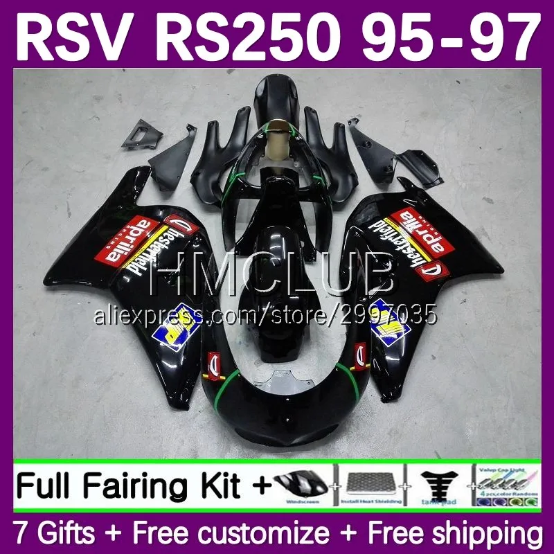 Fairings Kit For Aprilia RS-250 RSV250 RS250 RSV RS 250 R RR 79No.5 RS250R 95 96 97 RSV250RR 1995 1996 1997 Bodys Gloss black