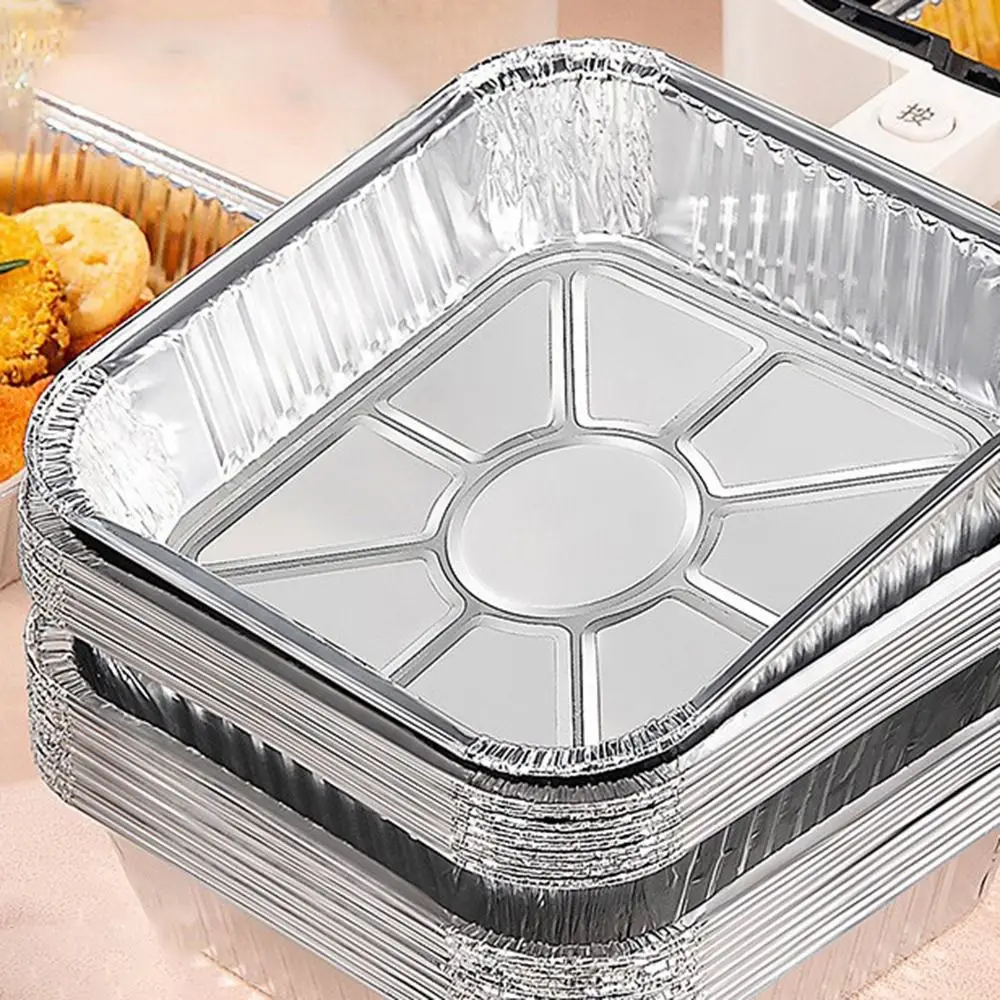 20/30Pcs Disposable Aluminum Tin Foil Baking Pans Food Grade 6/7/8/9 Inch Foil Pans Practical Square Aluminum Trays Turkey