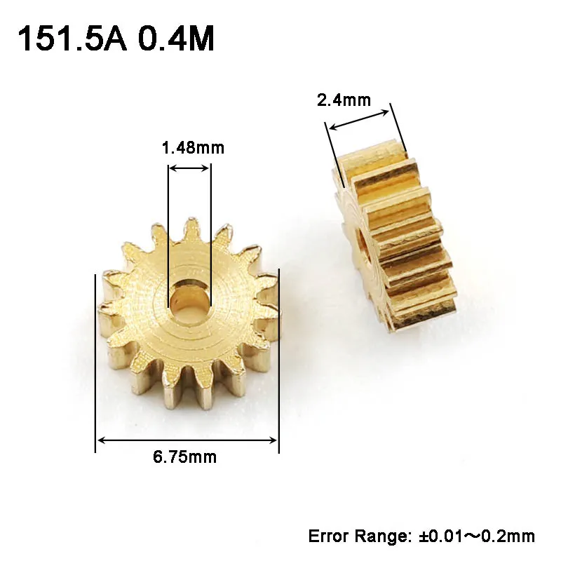 15T 0.4M Thin Copper Gear 15 Teeth OD=6.8mm Width 2.4mm 15z Metal Pinion DIY Repair Motor Parts 151.5A