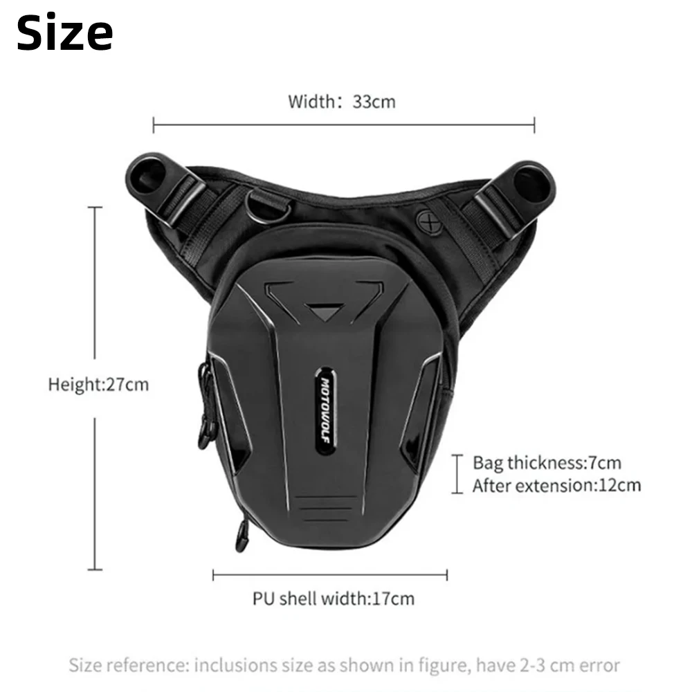 Motorcycle Bag Men Waist Pack Leg Bag PU Hard Shell Male Motorcycle Drop Leg Bags Fanny Belt Bum Pouch Motorbike Leg Side Bag