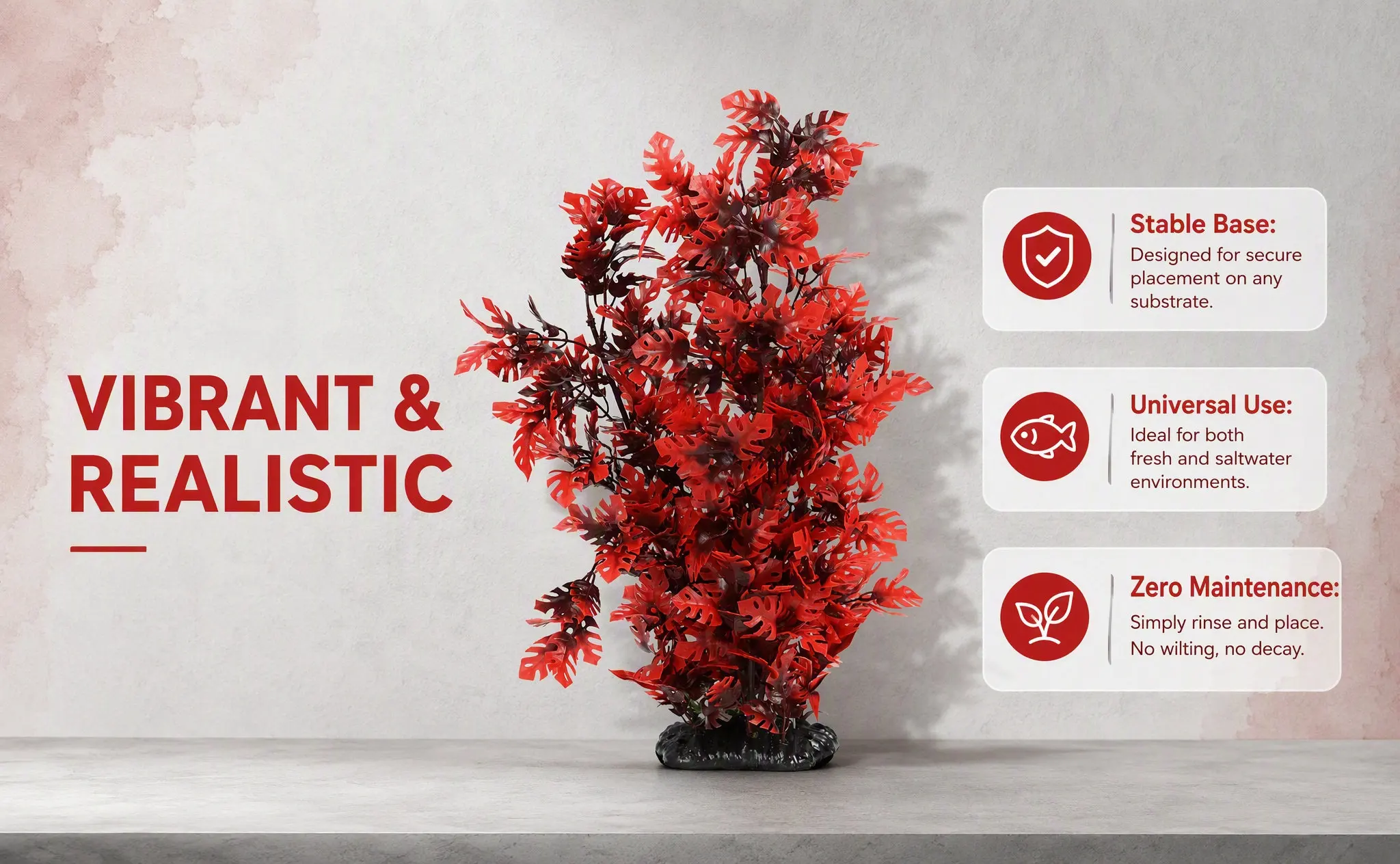 Aquarium Plant Red - 40Cm Artificial Aquarium Plants Red Leaf