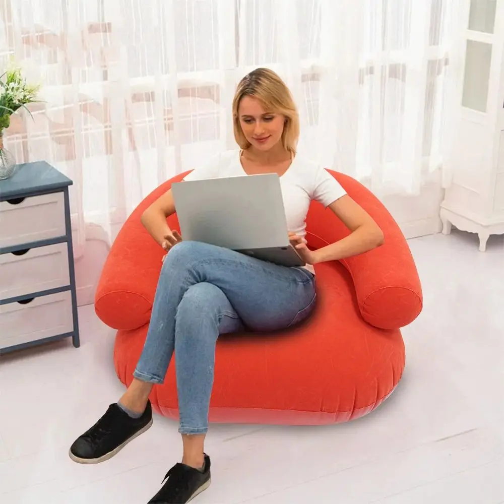 U-shaped Inflatable Lazy Sofa Portable With Armrests Inflatable Double Sofa Flocking With Backrest Inflatable Flocking Chair