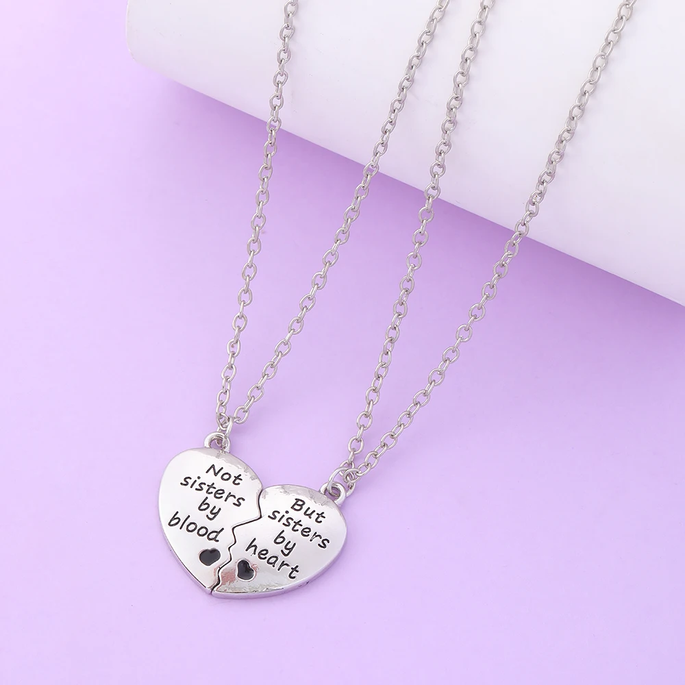 Wholesale Design Good Talk Not Sisters By Blood But Sisters By Heart Puzzle Pendant Necklace For Best Friends Friendship Gift