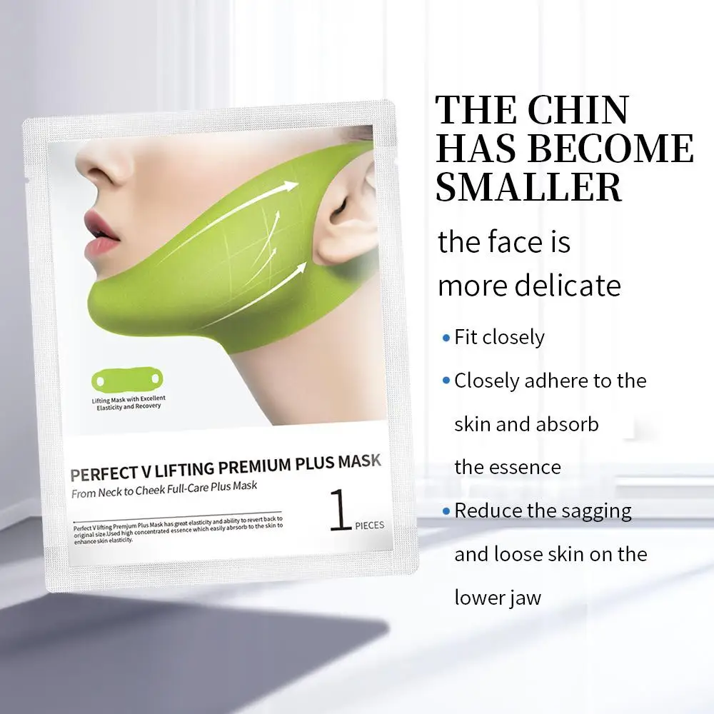 4PCS/Box Cactus V-Shaped Firming Lifting Mask Collagen Hydrating Moisturizing Gel Patches for Double Chin Cheek Care Mask