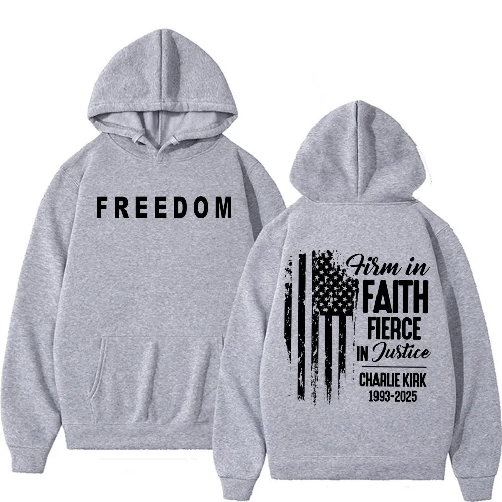 Charlie Kirk Freedom Sweatshirt Men's Sweatshirt Printed Autumn and Winter Adult Unisex Retro Gothic Casual Long Sleeve Hoodie