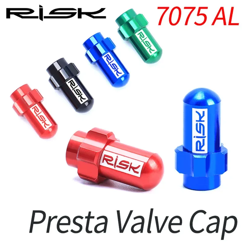 RISK 2pcs Bicycle Wheel Valve Caps for Presta Schrader Valve CNC Aluminum Road MTB Mountain Bike Wheel Tire Valve AV FV Cover