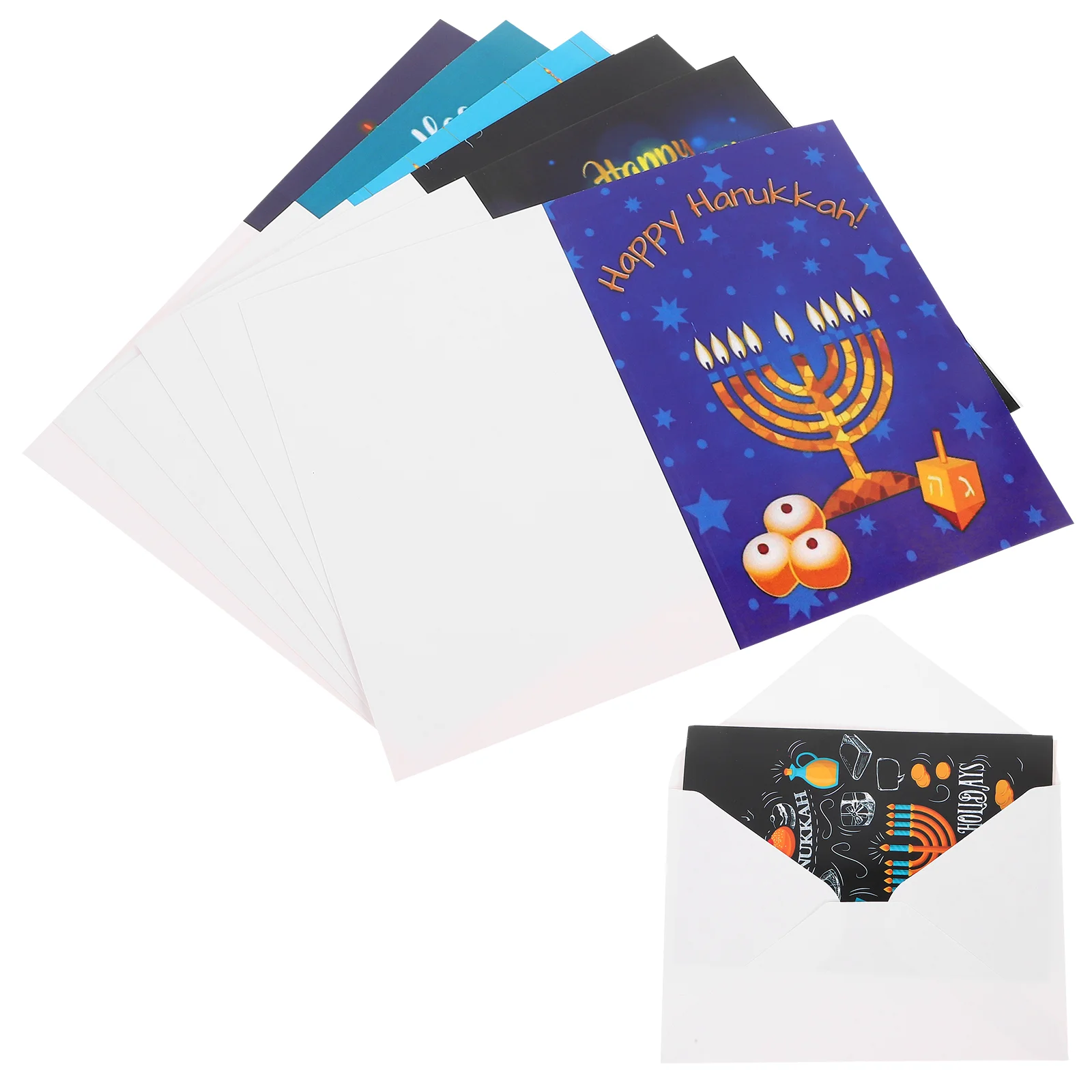 Tarjeta de felicitación de Hanukkah, tarjetas temáticas judías, sobres, papel de fiesta, regalo, bendición clásica