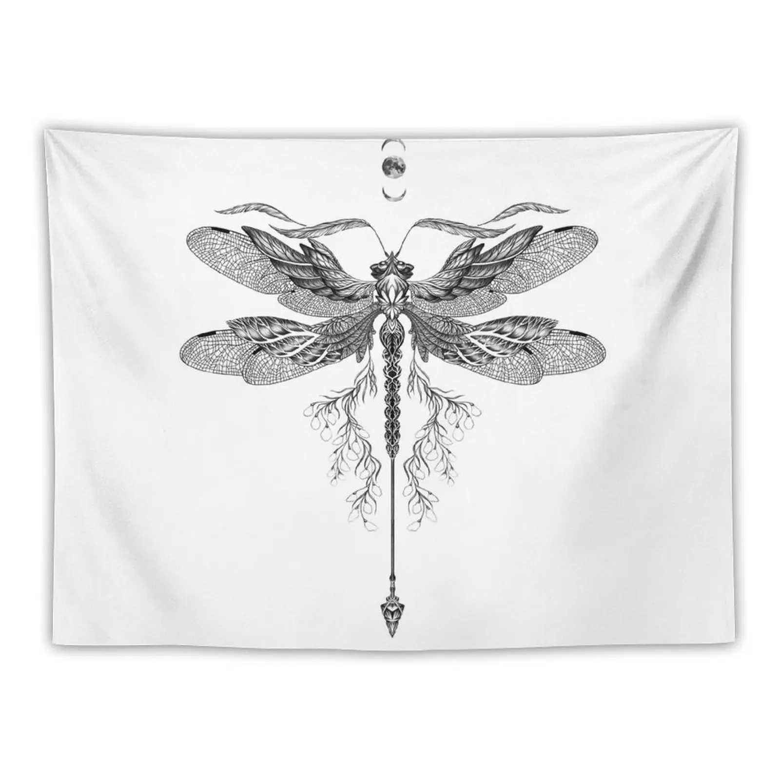 

New Dragon Fly Tattoo Black and White Tapestry Cute Decor Aesthetics For Room