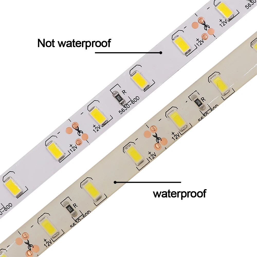 SMD 5630 LED قطاع تيار مستمر 12 فولت 60 المصابيح/م كول/طبيعي/دافئ/أبيض نقي مرنة الشريط حبل LED الخفيفة
