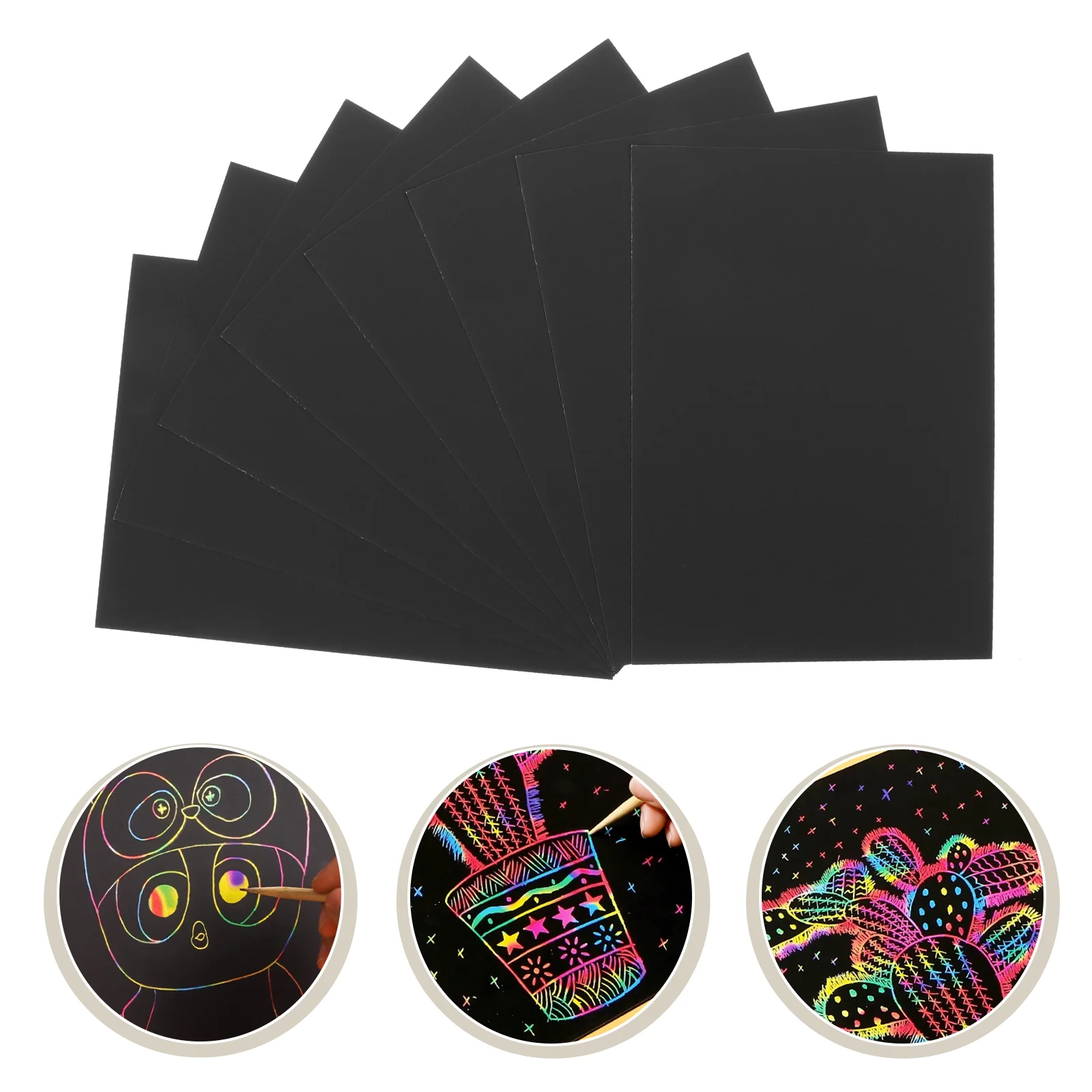 

55PCS Children Scratch Paper Scratching Drawing Painting Papers Creative Scratch Drawing Paper Set Black (50 Sheets, 5 Bamboo Pe