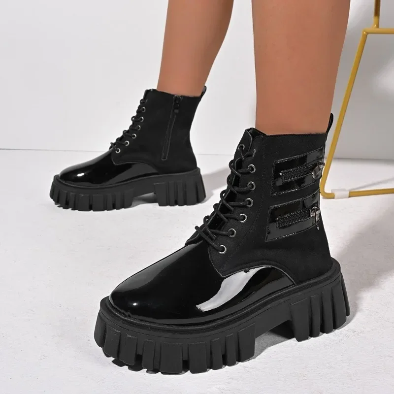 

Женская обувь 2024, современные женские ботинки больших размеров, уличные ботильоны, женские туфли с круглым носком на низком каблуке с боковой молнией, женские Zapatos Mujer