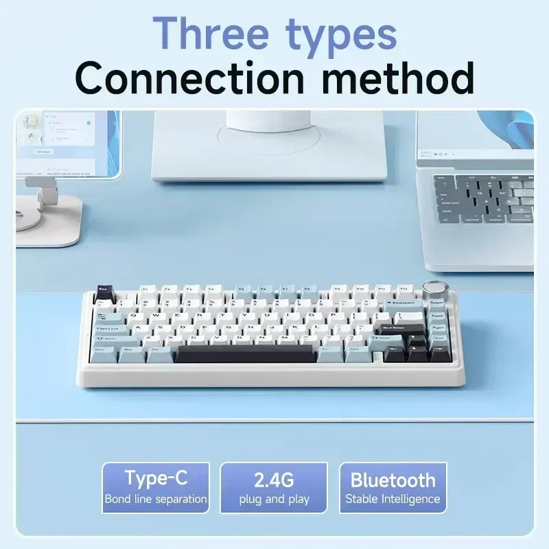 

F75 Customized Mechanical Keyboard Three-mode Bluetooth 2.4G Wired Multi-function Button Keyboard RGB Mechanical Gaming Keyboard