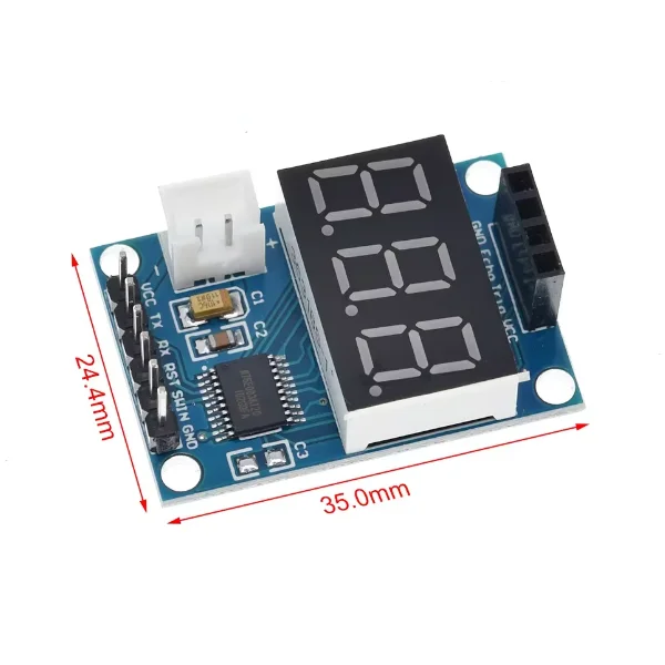 Ultrasonic ranging module HCSR04 test serial port output digital tube display rangefinder
